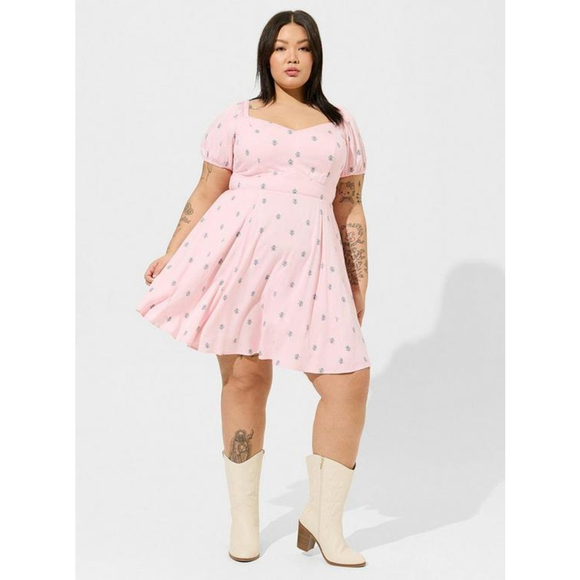 Torrid Mini Stretch Challis Sweetheart Skater Dress (Sz 1/1X) - Picture 1 of 11